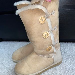 UGG Bailey Suede Button Triplet II Boots Tan